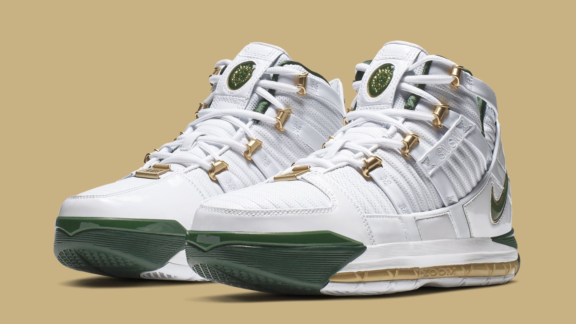 Nike Zoom LeBron 3 Retro 'SVSM Home' White/Deep Forest-Gold Dust AO2434-102 Release Date | Sole