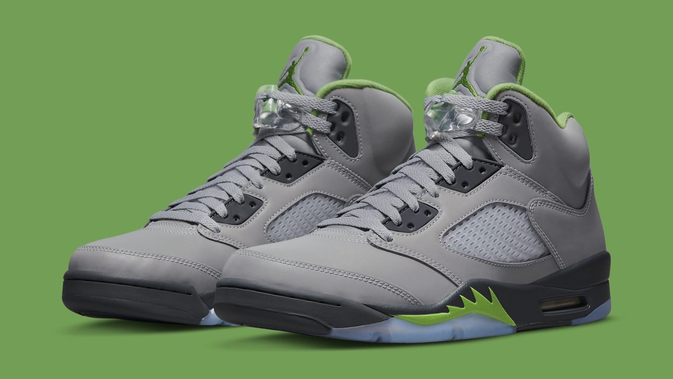 grey and light green jordans