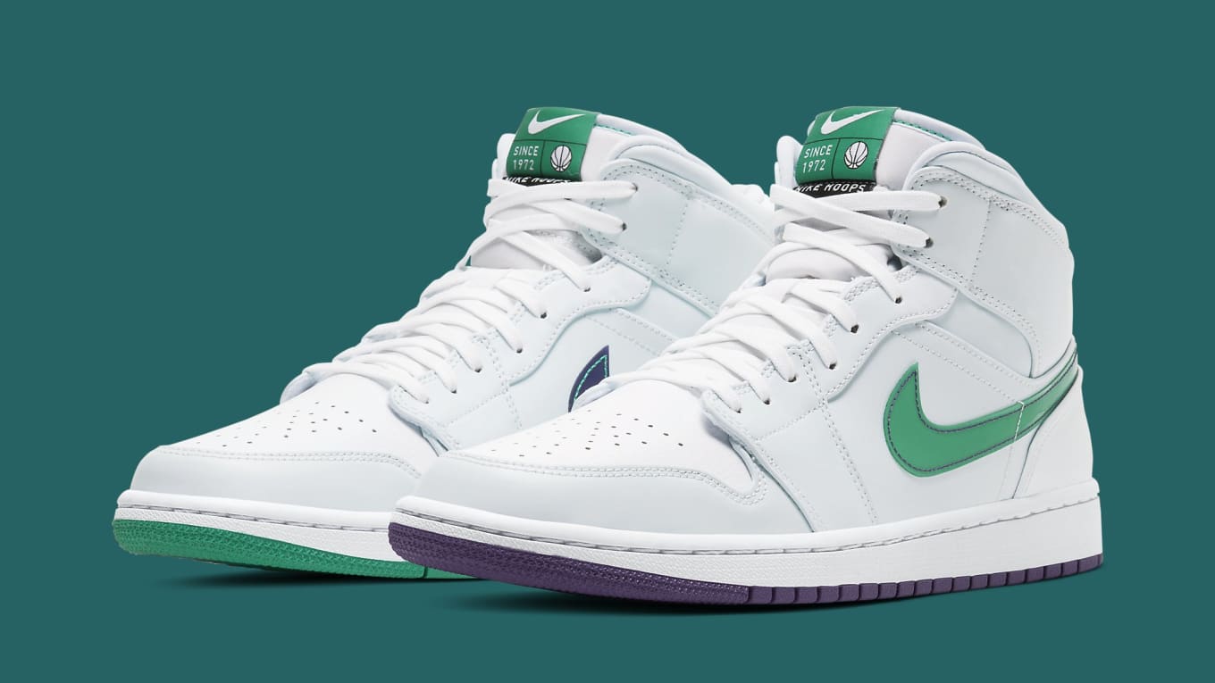 air jordan 1 mid green and white