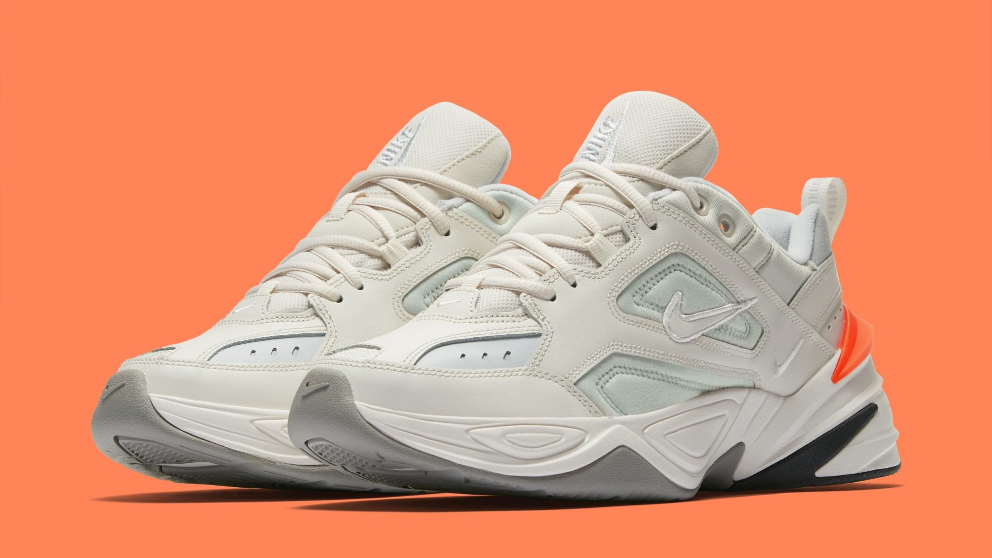 nike m2k tekno white orange green