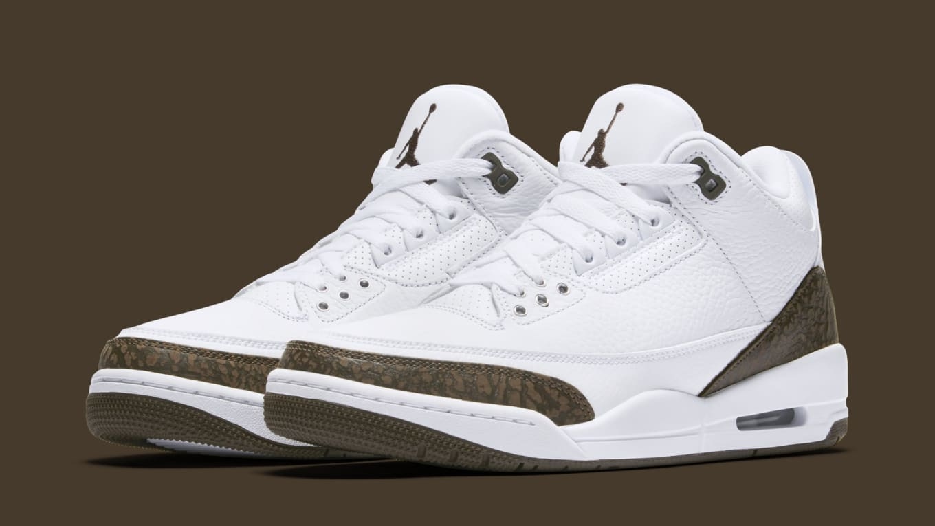 brown and white jordan 3