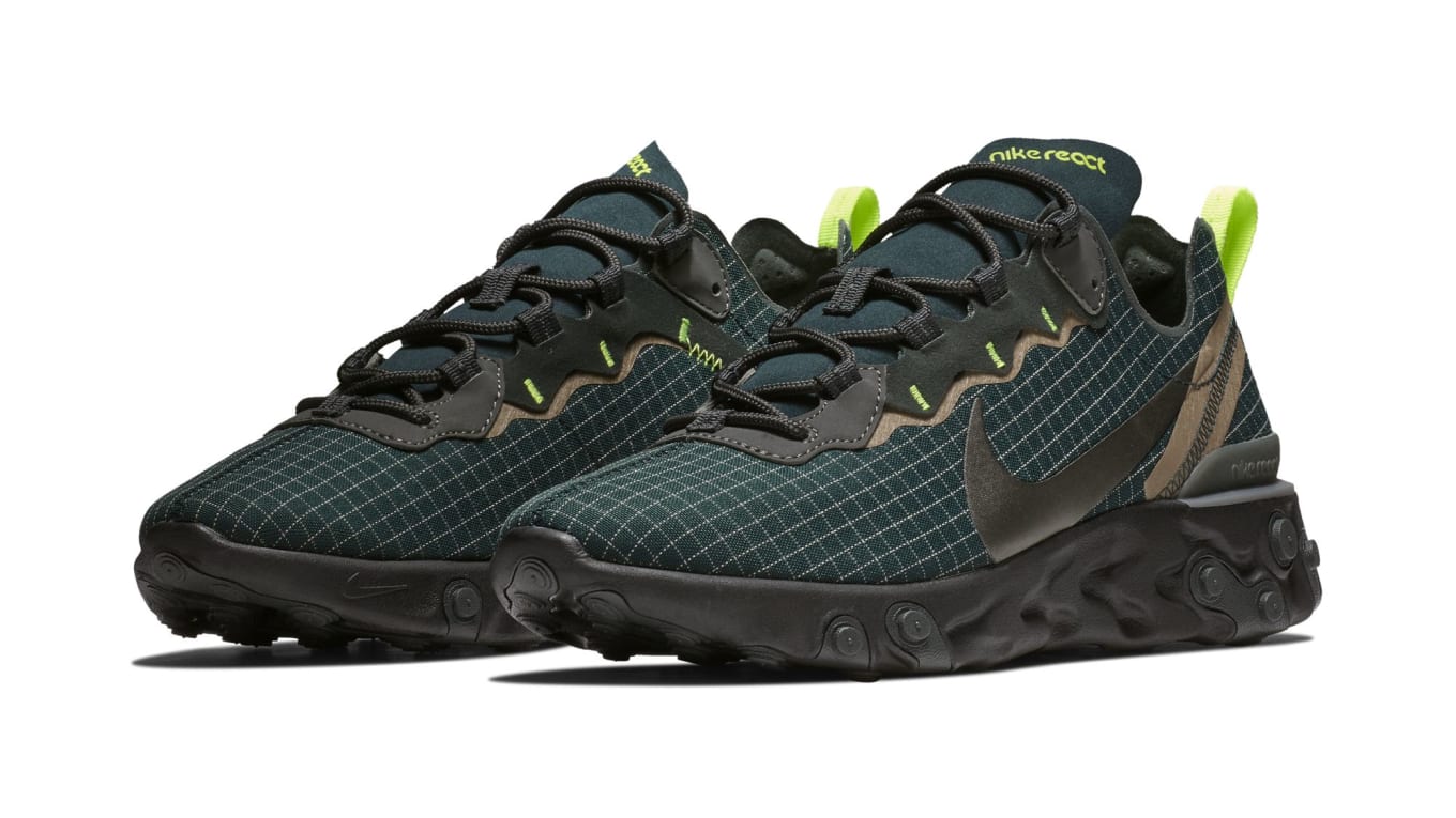 nike react element 55 trainers in grey and green