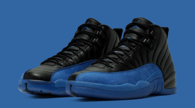 black and blue jordan 12s