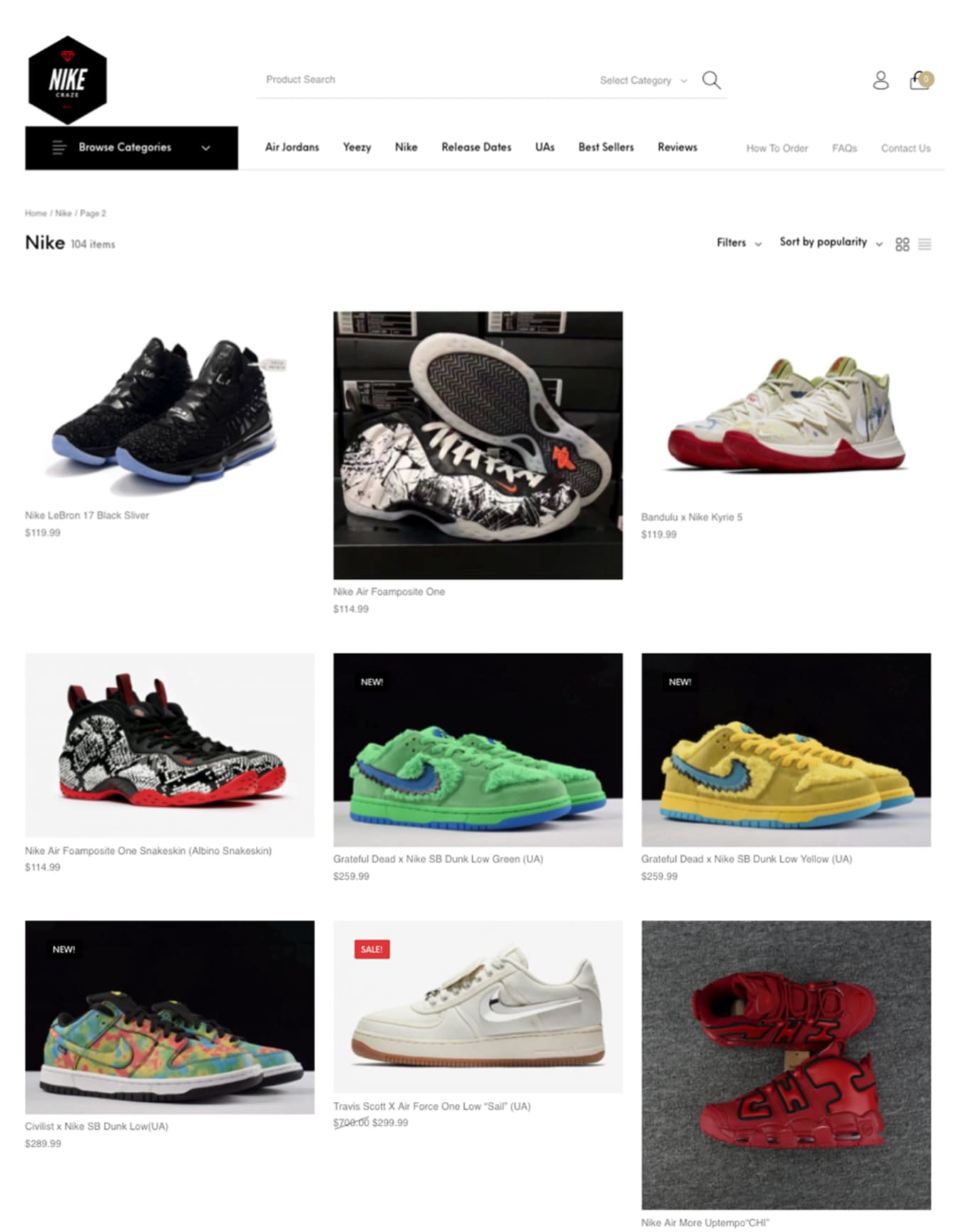 websites that sell nike