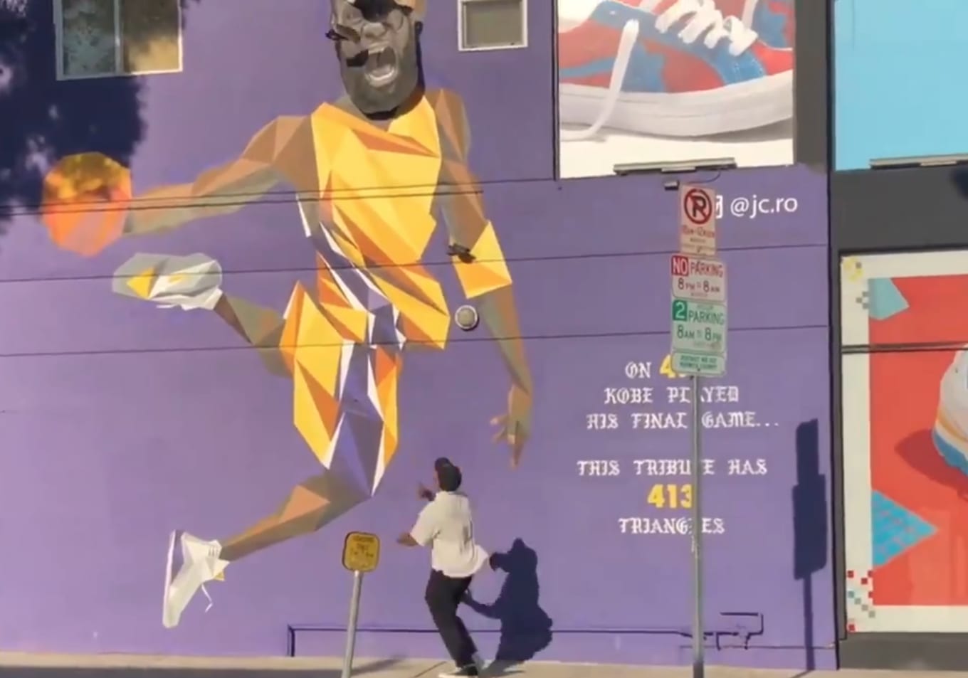 Lakers Fan Gives Lebron Mural A Makeover With His Shoe Sole Collector