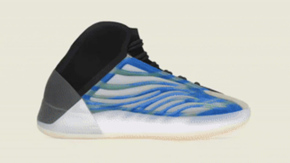 yeezy qntm frozen blue on feet