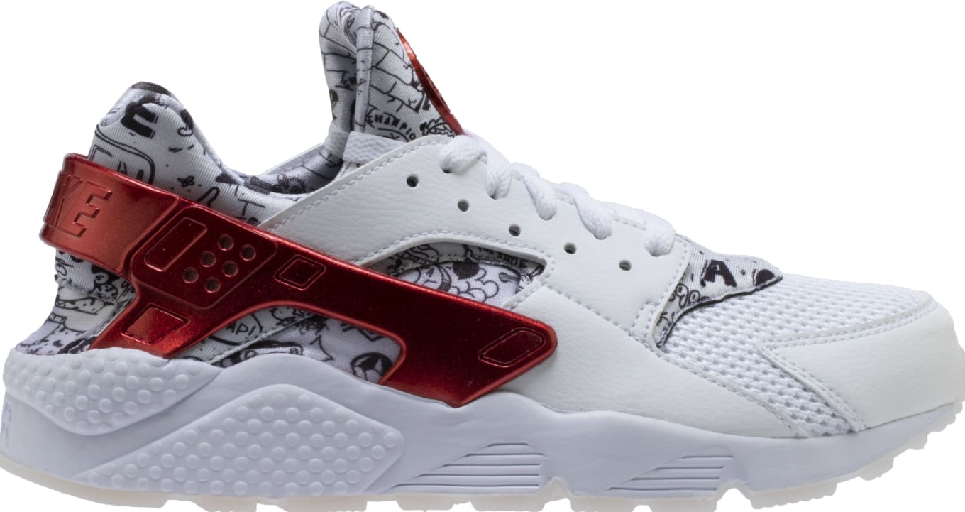 red huaraches white bottom