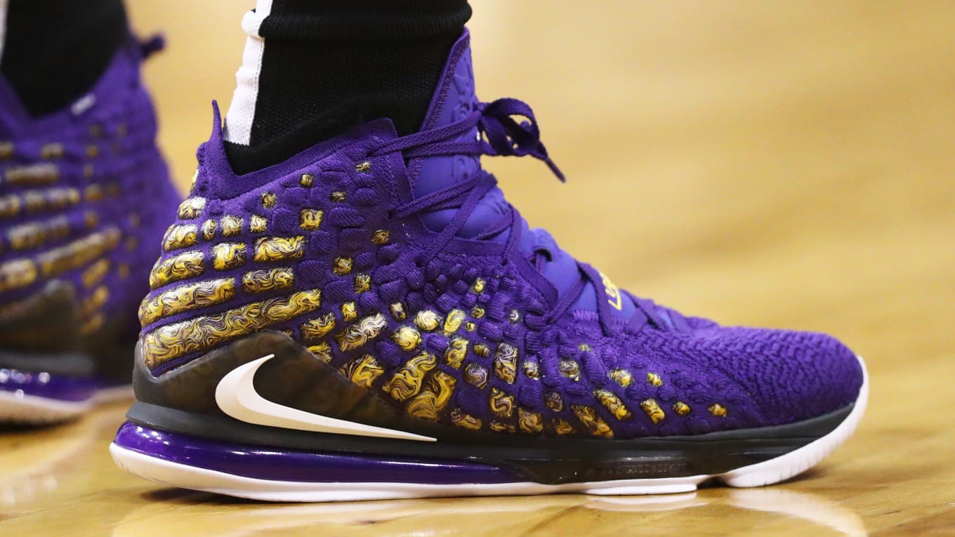 purple and yellow lebron shoes