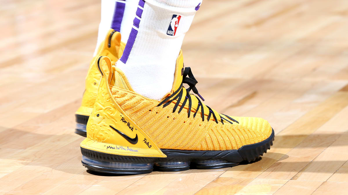 yellow and red lebrons
