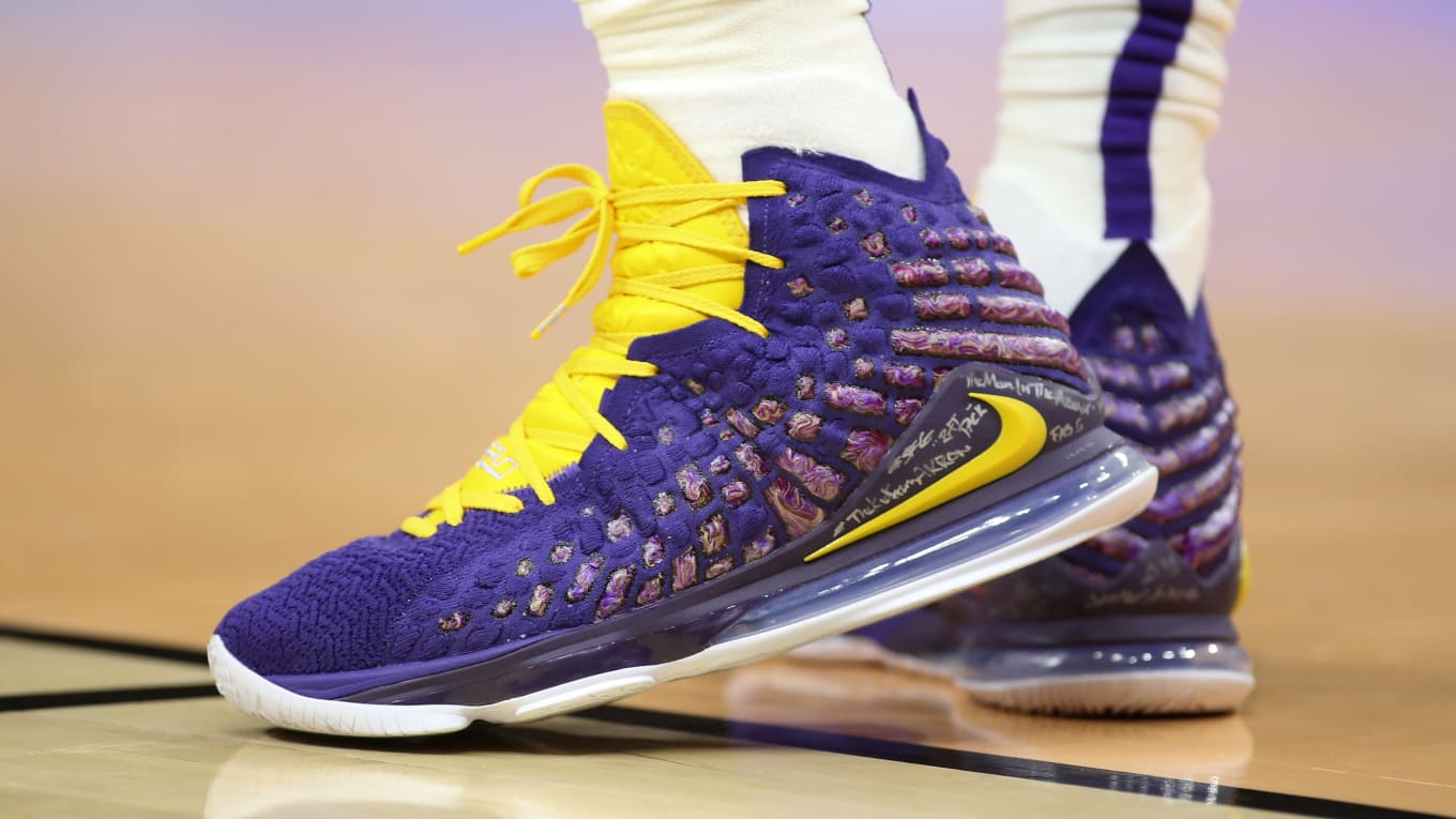 lebron james shoes purple and yellow