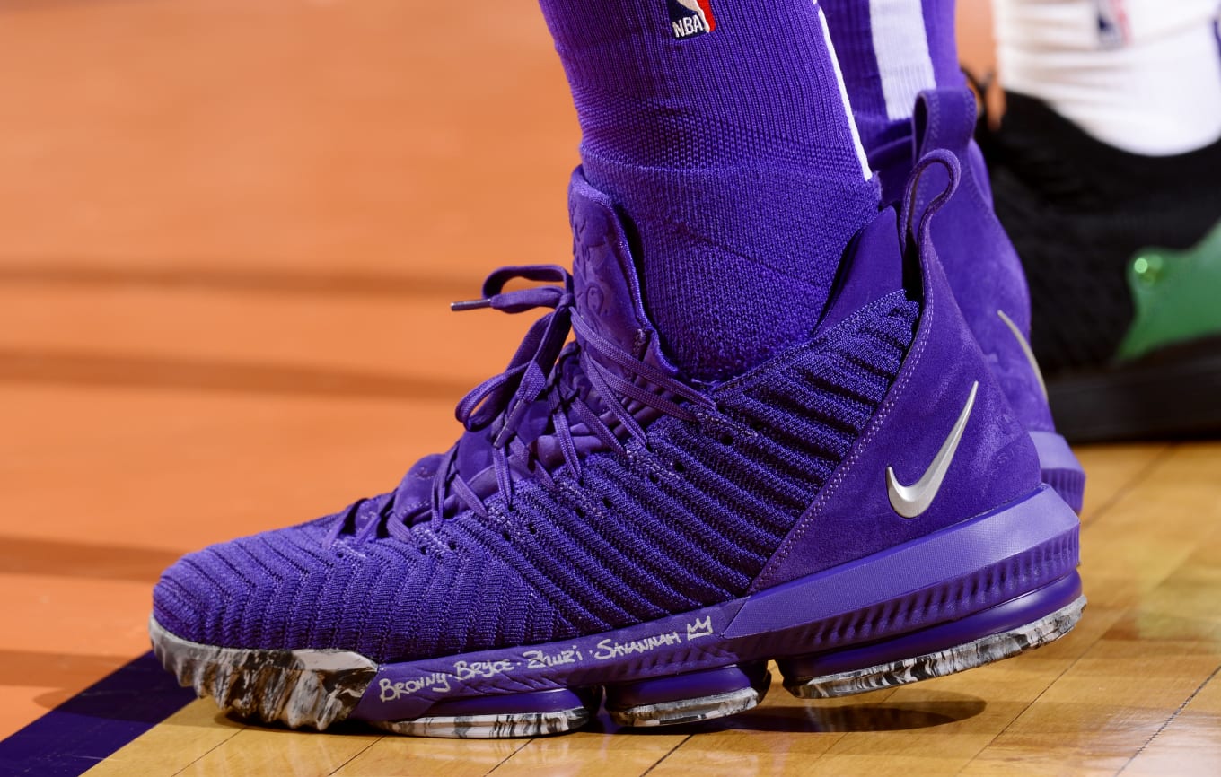 white and purple lebron 16