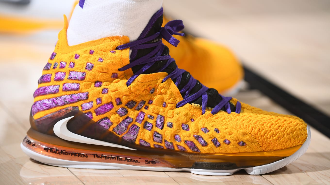yellow and purple lebrons