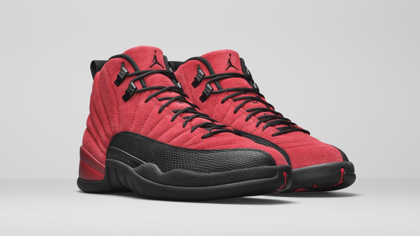 retro 12 jordans red and black