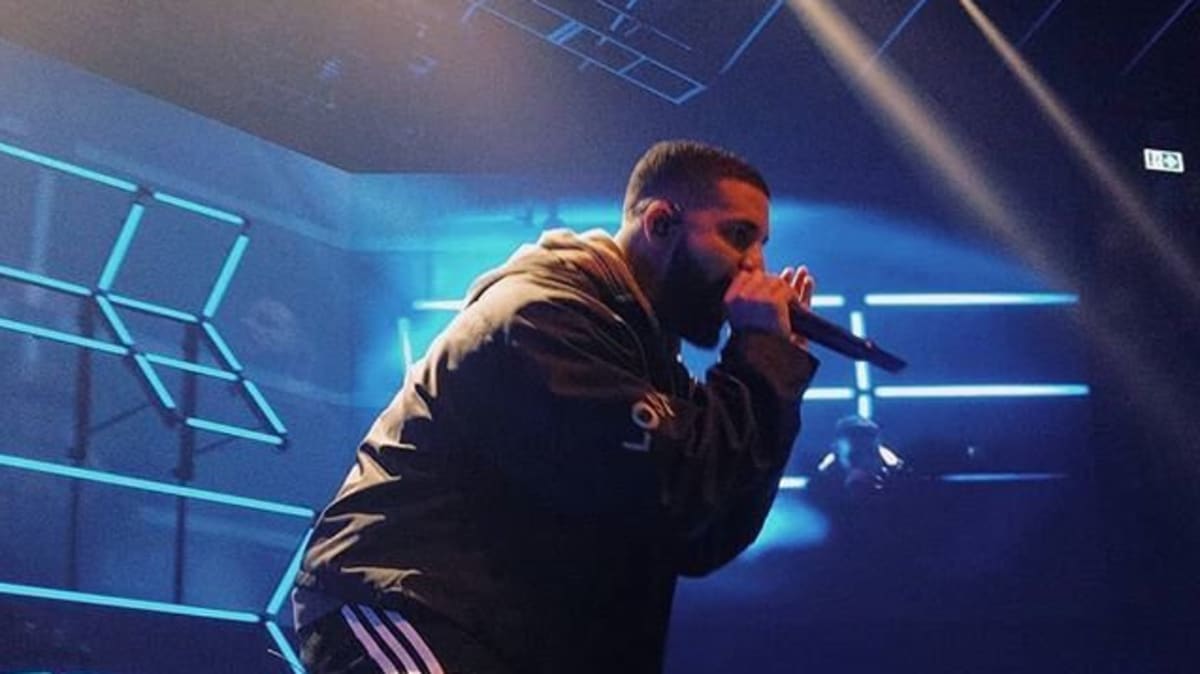 Drake Performs in Adidas Yeezy 500 