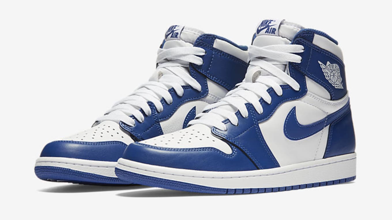 blue and white jordan ones