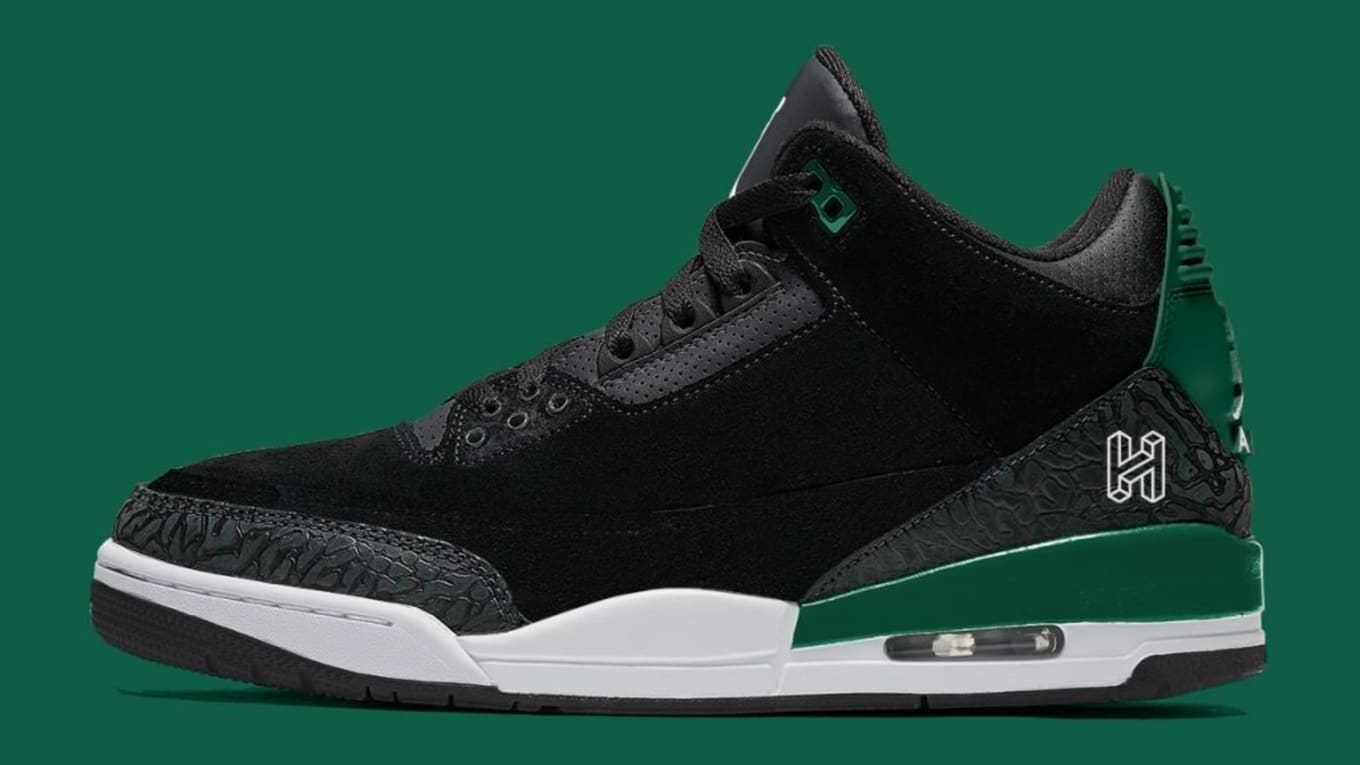 air jordan 3 retro se black white & gorge green