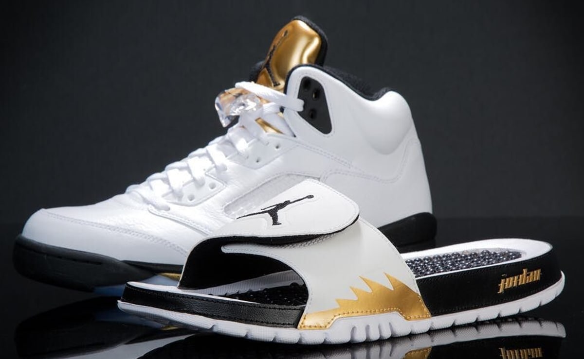 Air Jordan Hydro 5 Slide Gold Bronze 