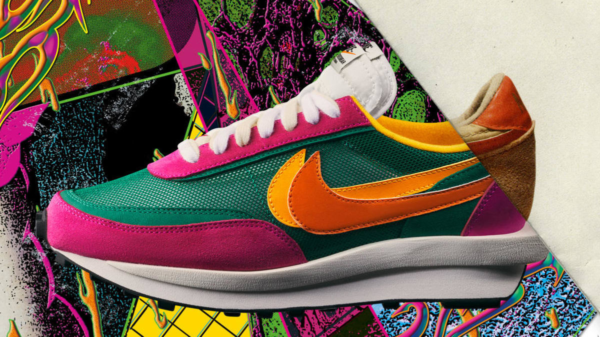 Nike sacai waffle green purple