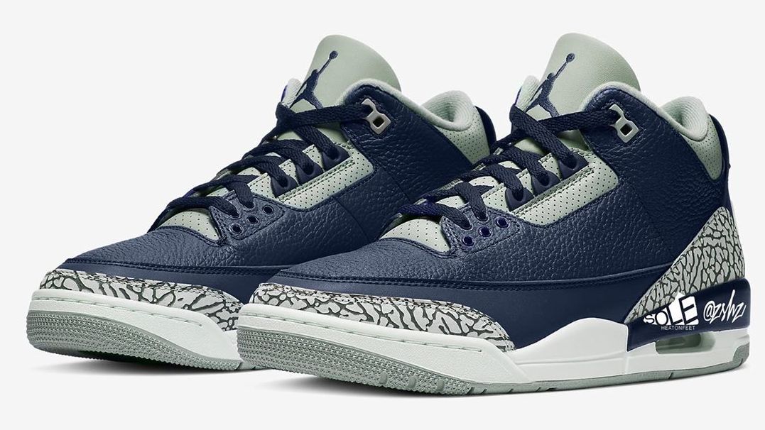 Download Free Air Jordan 3 Retro Midnight Navy Cement Grey White Release Date Ct8532 401 Sole Collector PSD Mockups.