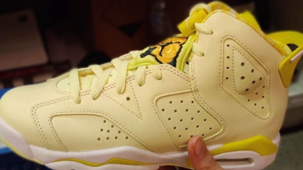 jordans yellow with flowers