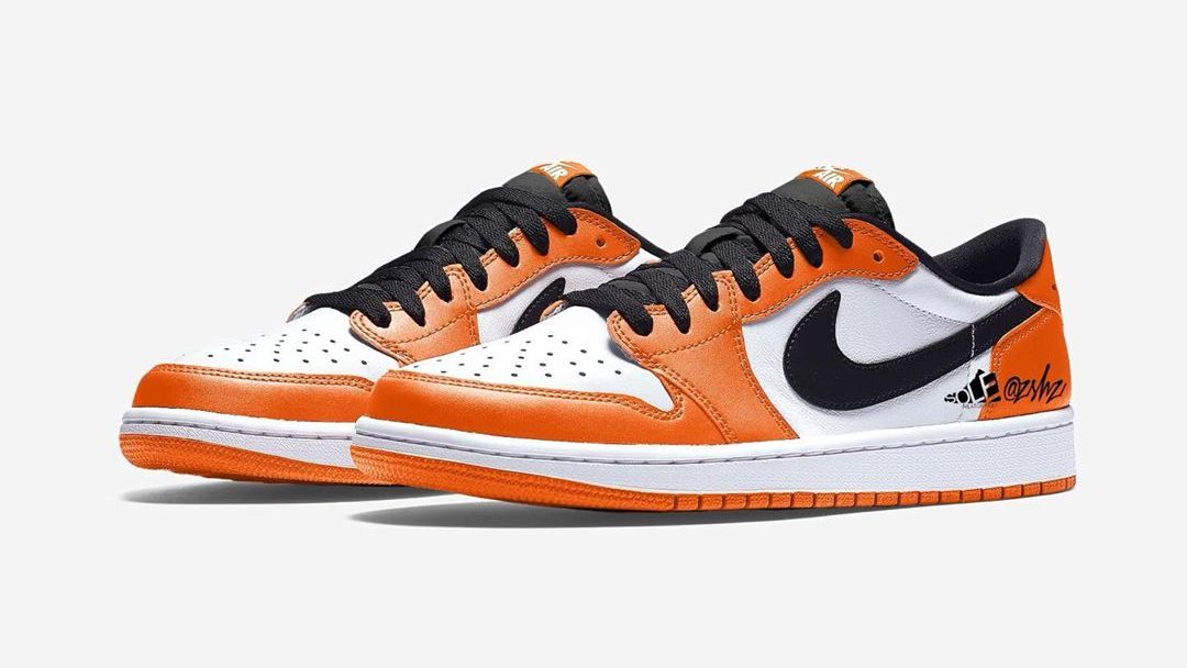 black orange and white jordan 1