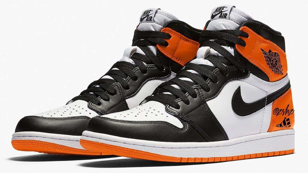 black and white and orange jordan 1