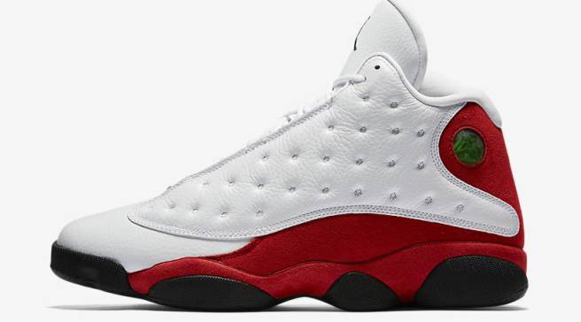 white jordans with red trim