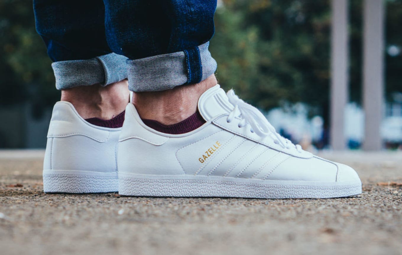 gazelle adidas white leather