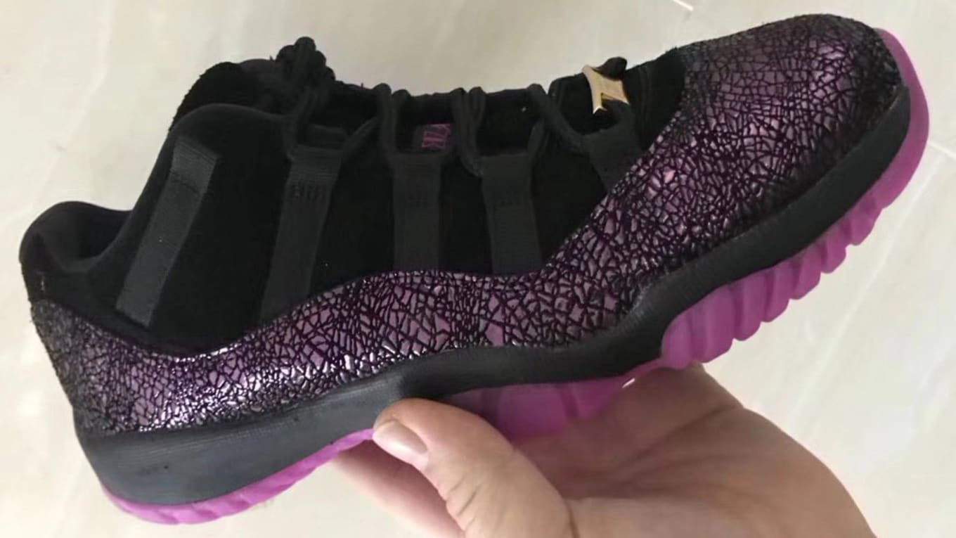 purple and black jordans 11