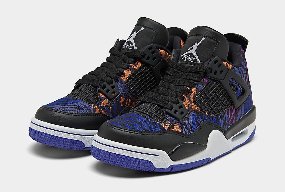 pink blue and black jordan 4s