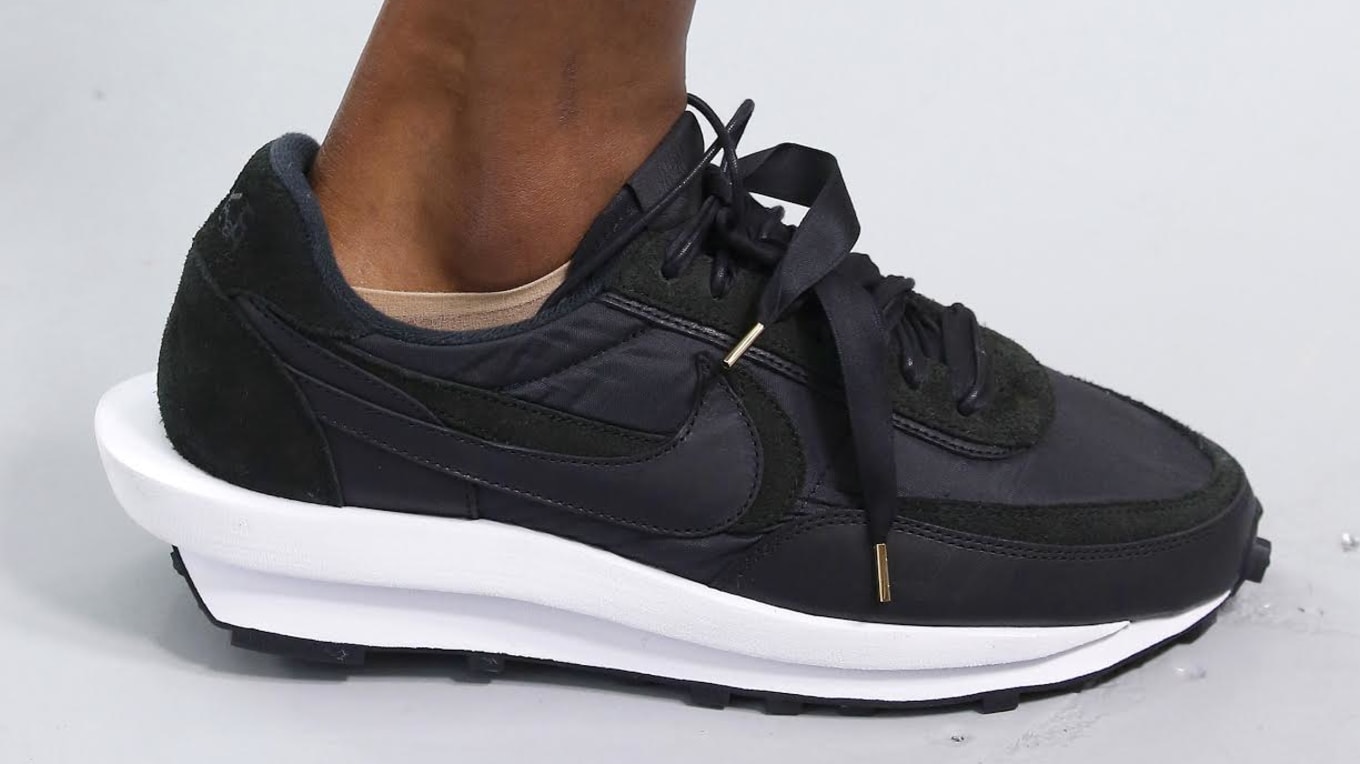 sacai x nike ldwaffle black nylon mens