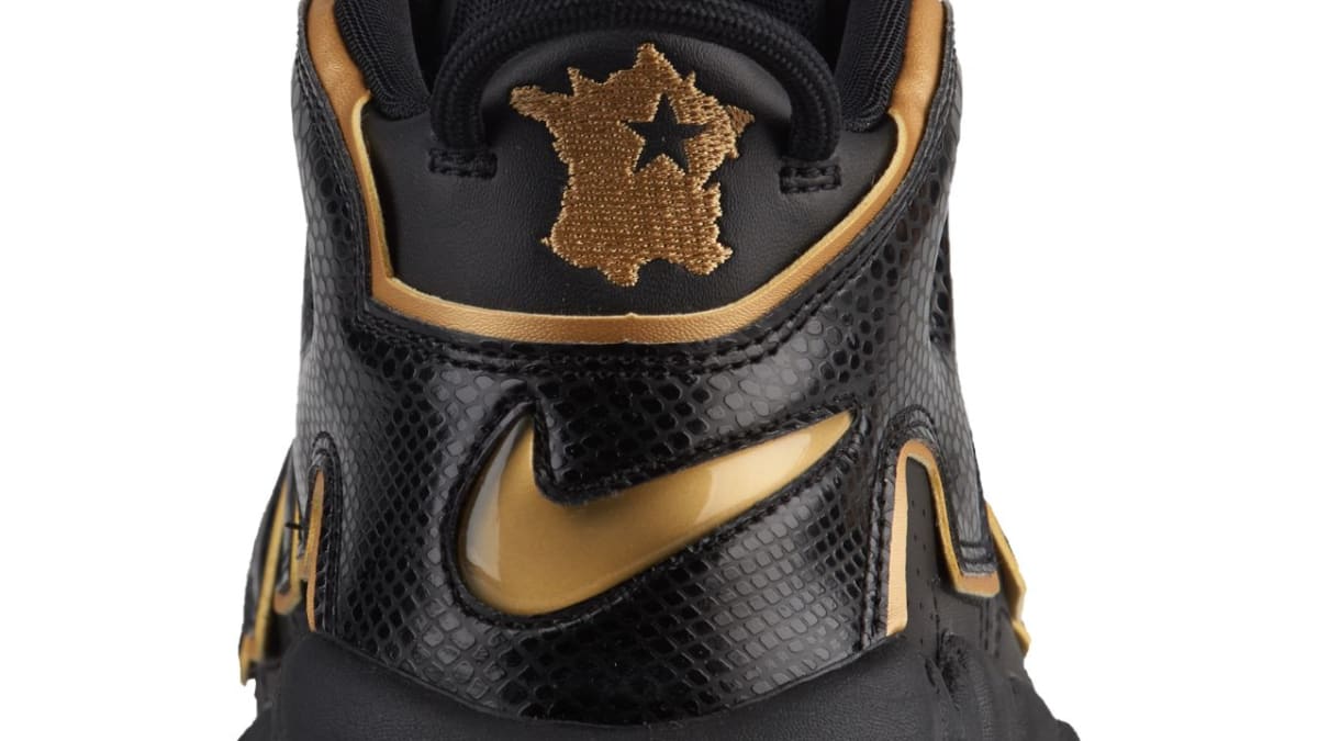 nike uptempo 96 black and gold