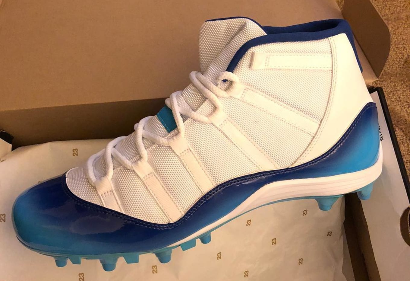 jordan 11 cleats blue