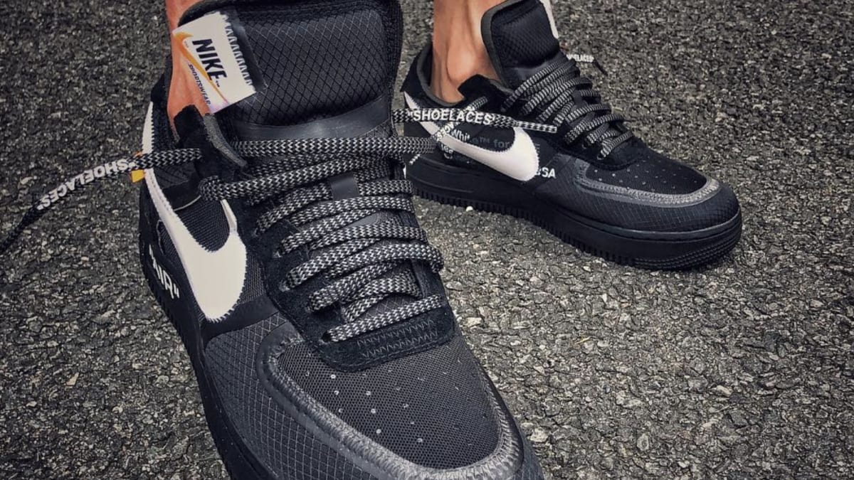 off white air force 1 black on feet