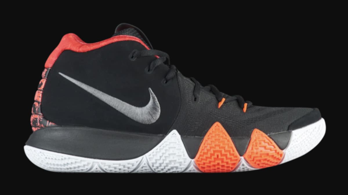 kyrie 4s black and orange