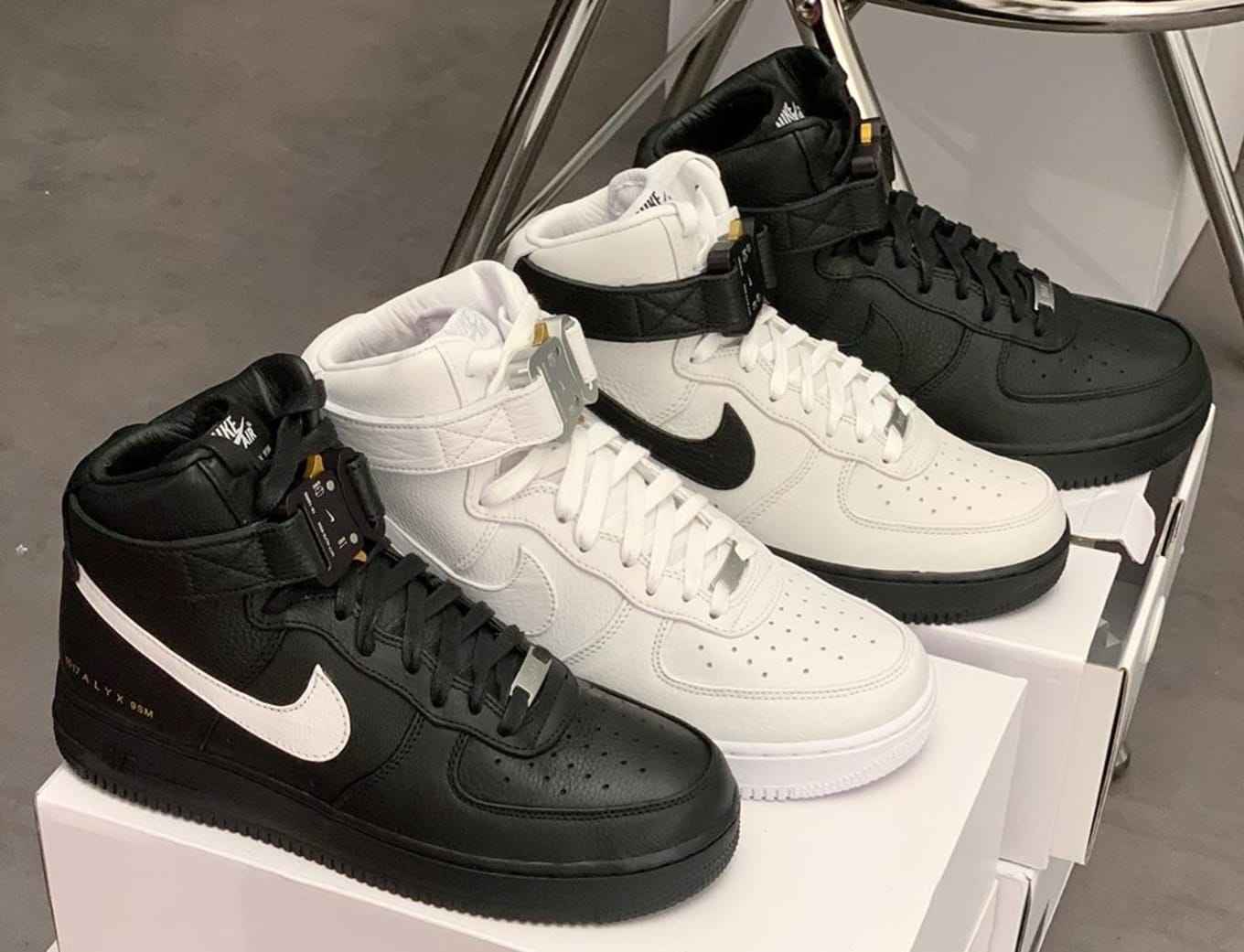 white and black high top air force ones