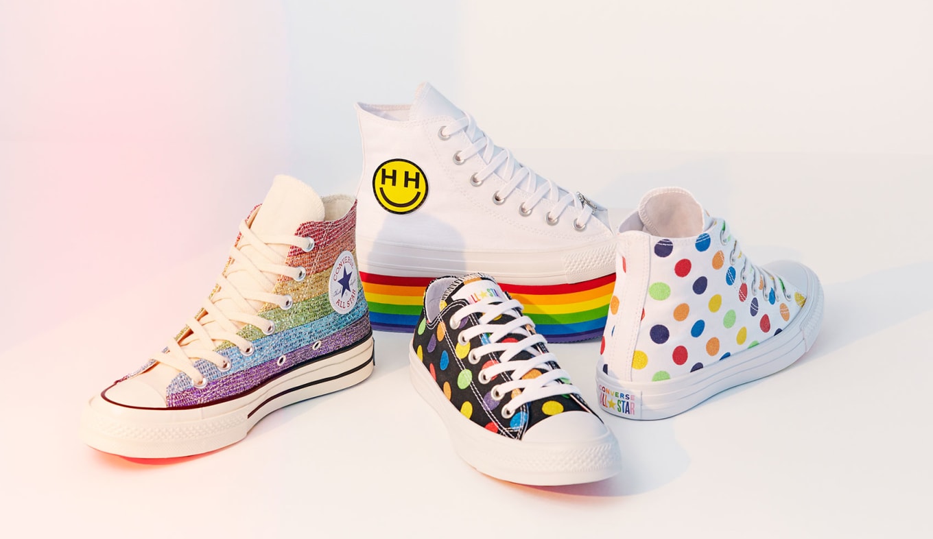 White converse rainbow sole store