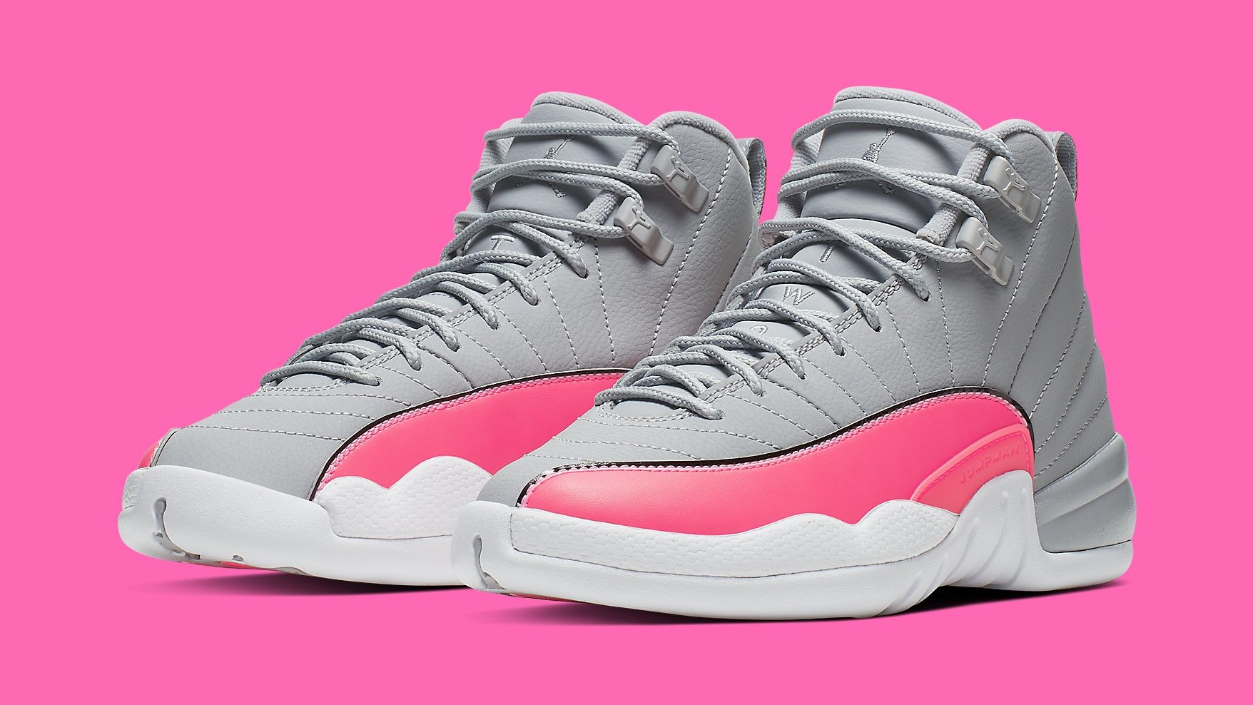 grey and pink jordan 12s