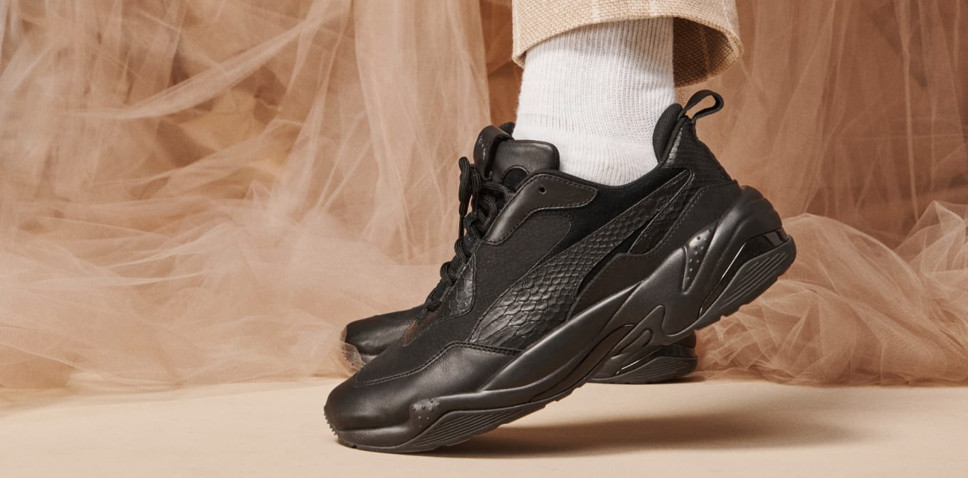 Puma Thunder Desert Men S Triple Black And Bright White Grey Violet Release Date Sole Collector