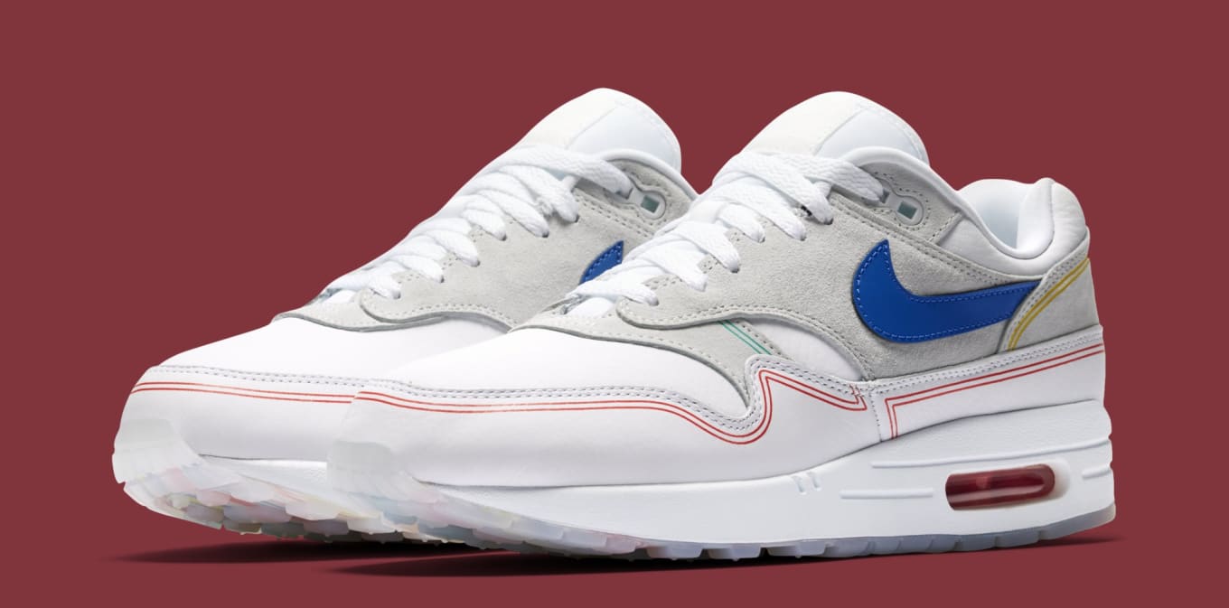 air max 1 pure platinum royal blue white