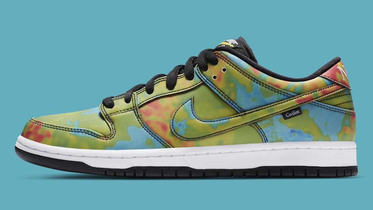 civilist x nike sb dunk low changes color with heat