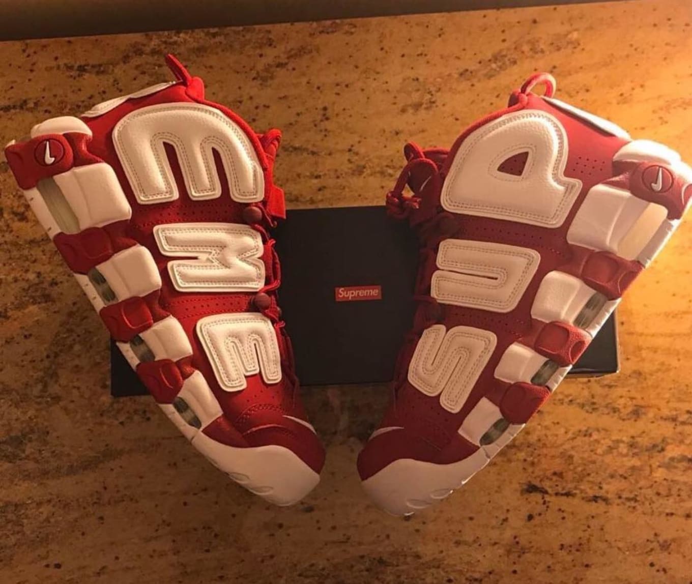 nike air more uptempo supreme red