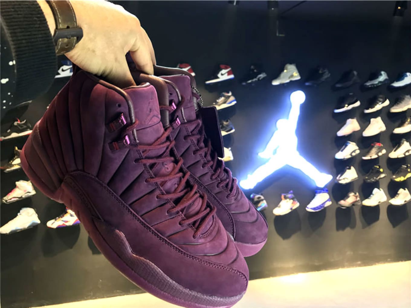 jordan 12 bordeaux on feet