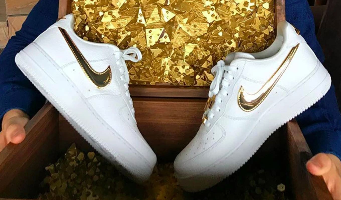 nike air force one gold swoosh