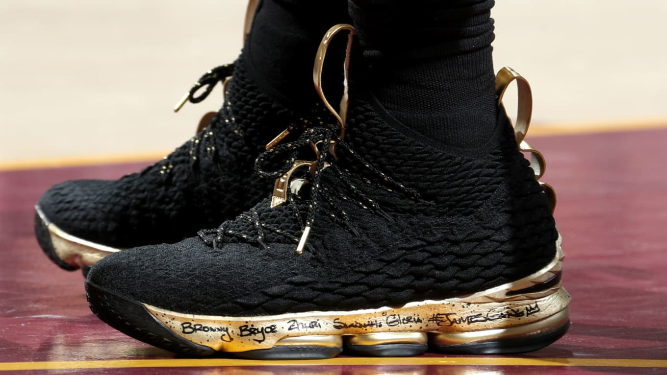 lebron james nike black and gold