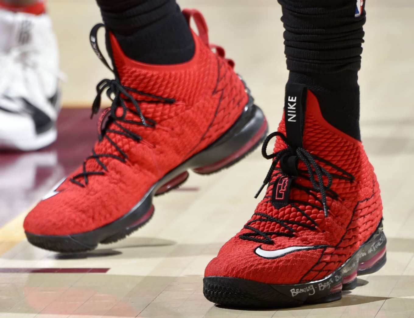 Nike lebron 15 black and red hot sale