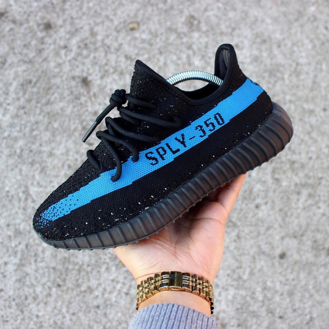 blue and black yeezys