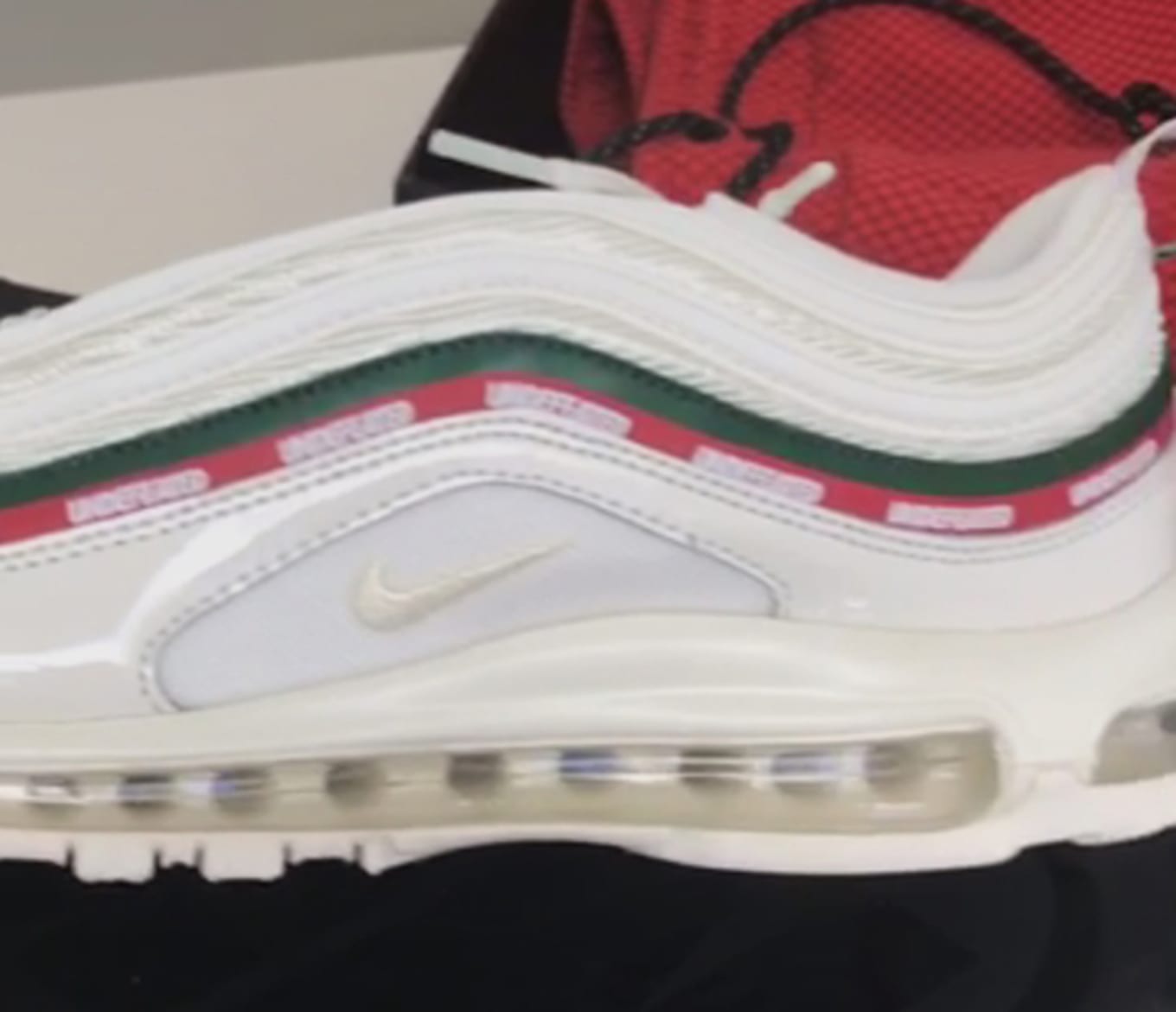 green red and white air max 97