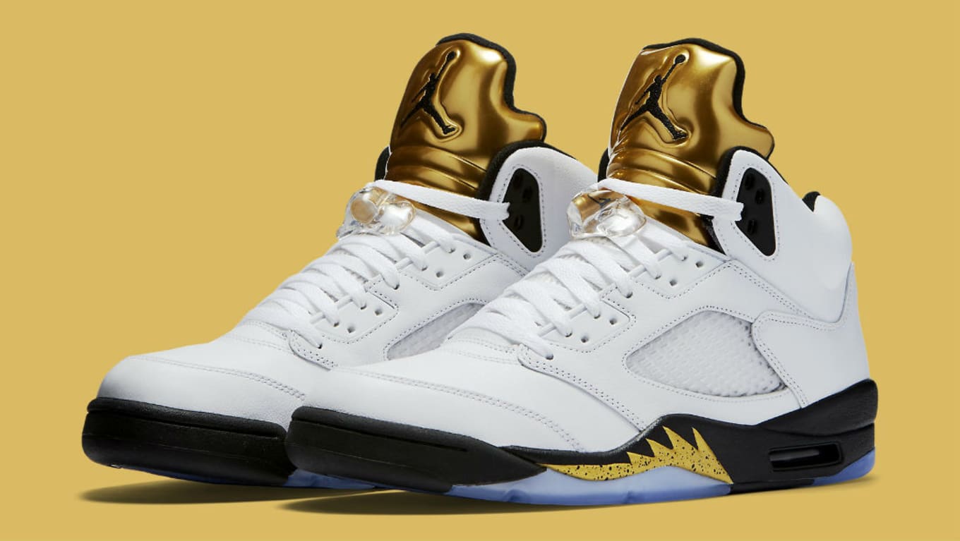 Black and gold jordans 5