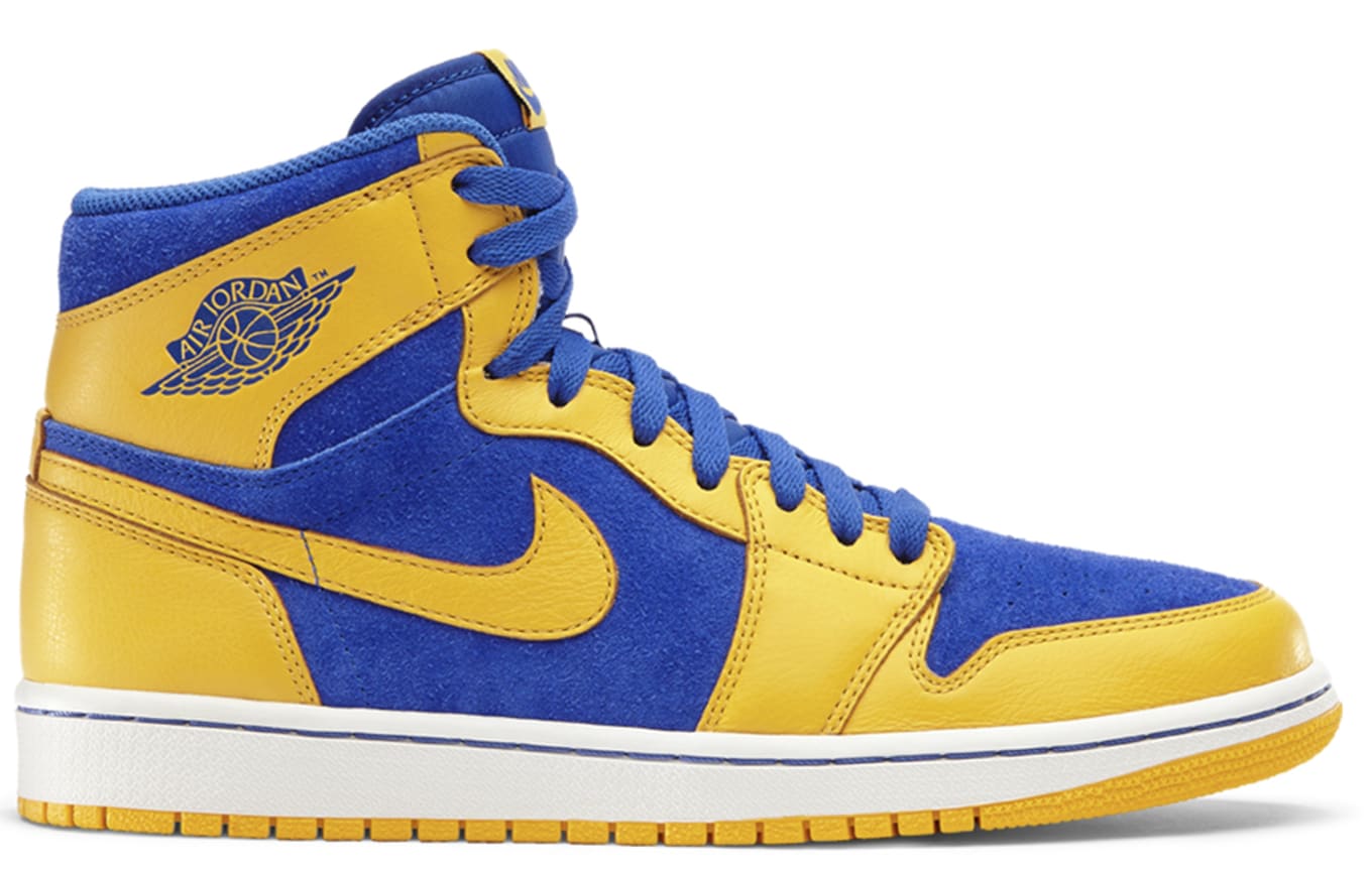 blue and yellow jordan ones